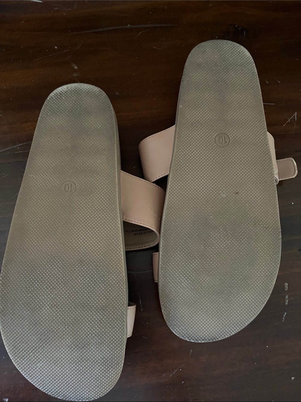 Dolce Vita Nude/Tan Double-Strap Slide Sandals with Buckle Detail - Picture 3 of 5